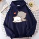 thumbnail image 4 of Sudadera con capucha de manga larga con estampado de gato para mujer, sudadera con capucha de lana para otoño e invierno, 4 of 5