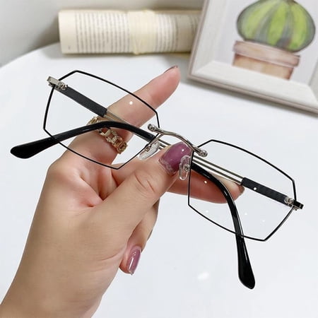 Office Men Women Frame Simple Eye Protection Ultra Light Glasses Anti-Blue Light Reading Glasses STRENGTH 150 BLACK SILVER