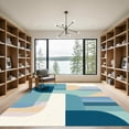 thumbnail image 2 of ODIKA 3'x5' Machine Washable Non-Slip Area Rug, Abstract Teal High Traffic Rug, Blue, 1050054, 2 of 7