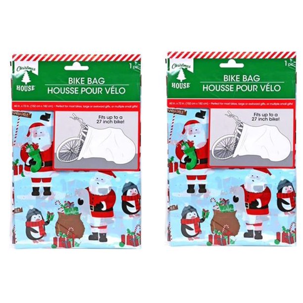 CGT Blue Christmas Bike Bags Large Plastic Xmas Gift Wrapping Sack