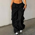 thumbnail image 6 of safuny Women's Pants Solid Color Fashion Full Length Trousers Cargo Pants for Lady Wife Daughter Girlfriend Comfy Lounge Casual Black L, 6 of 9