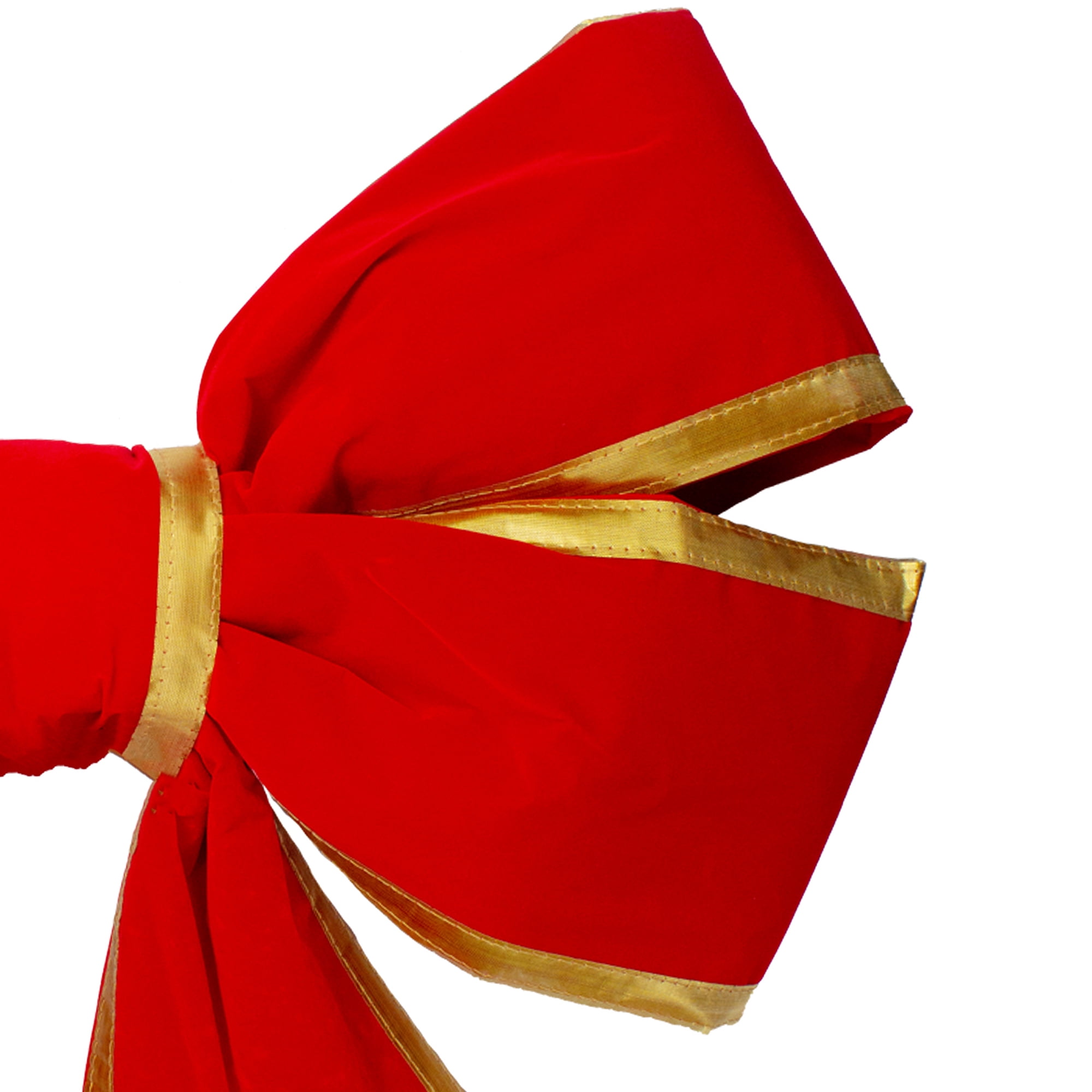 Northlight Giant 3D 4-Loop Velveteen Commercial Christmas Bow with Trim - 25" x 37" - Red and Gold