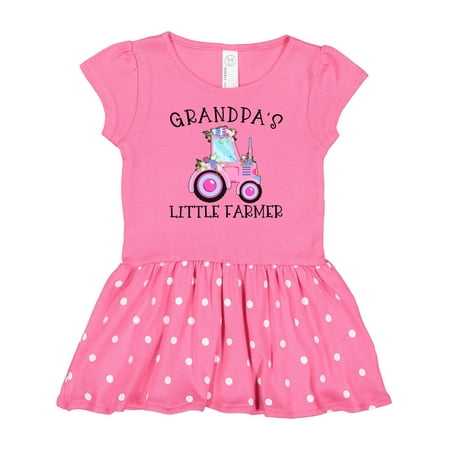 

Inktastic Grandpa s Little Farmer- Pink Tractor and Flowers Gift Baby Girl Dress