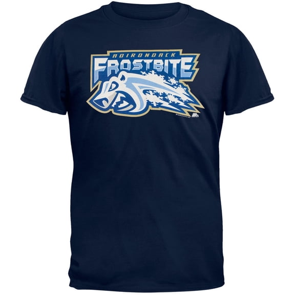 Adirondack Frostbite - Away Logo Navy Adult T-Shirt - Small
