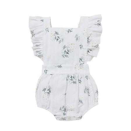 

Seyurigaoka Baby Girl’s Sweet Flower Bandage Backless Ruffles Fly Sleeve Romper
