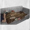 thumbnail image 6 of Christmas Soft Flannel Fleece Blanket, Merry Xmas Ornaments Pattern over Wooden Board Background Holly Jolly Happy Design, Cozy Plush for Indoor and Outdoor Use, 60" x 80", Brown Red, by Ambesonne, 6 of 6
