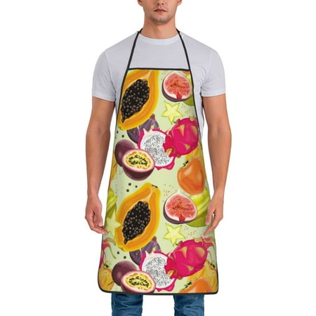 

Aprons for Men Women - star fruit Papaya Cooking Kitchen Apron Chef Apron Waterproof Apron for Painting Pottery Baking BBQ Gardening Salon Gift For women Men