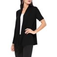 thumbnail image 3 of Women's Casual Short Sleeve Loose Fit Solid Cardigan (Pack of 2), 3 of 5