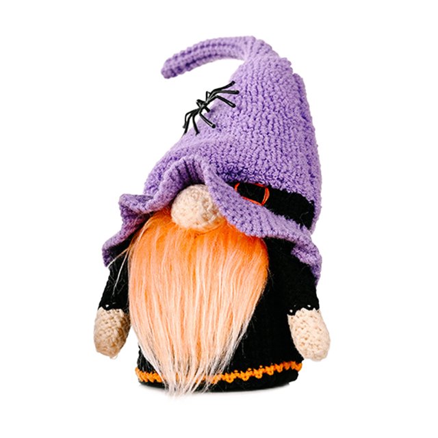 Ounissouiy 2021 nuevo sombrero de copa de palo de escoba de Halloween adornos de muñeca de gnomo enano de lindo elfo enano de dibujos Kits de decoración para fiestas púrpura