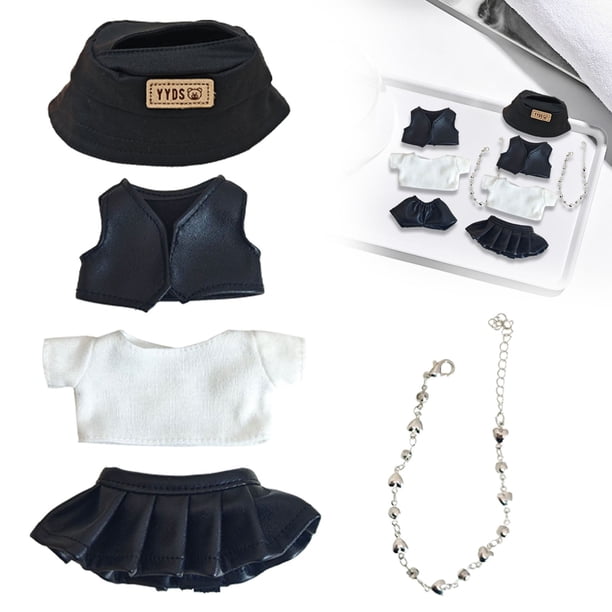 Lot 3 Tenues Pour Poupée 17 Cm – Combinaison Bleue, Chapeau Et Pendentif, Cadeau Fille