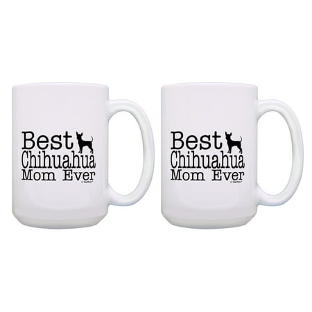 

ThisWear Cute Chihuahua Mug Set Best Chihuahua Mom Ever Coffee Mug 2 Pack 15oz Coffee Mugs