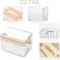 thumbnail image 3 of Plastic Tissue Box Holder Cover With Wooden Lid, Small Size Modern Facial Paper Holder For Bathroom, 6.85" X4.96" X4.49" Rectangular Clear Tissue Box, 3 of 5