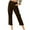 Women casual Brown pants, variant on HAPIMO Capri Cotton Linen Pants Pocket for Women Trendy Clothes Solid Color Leisure Relaxed Workout Elastic Waist Retro Trousers Black L