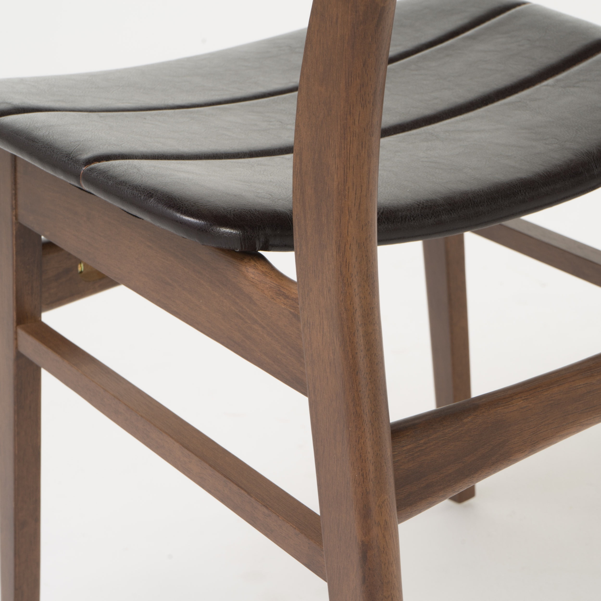 Noble House Ava Mid Century Modern Bonded Leather Dining Chairs, Set of 2, Dark Brown