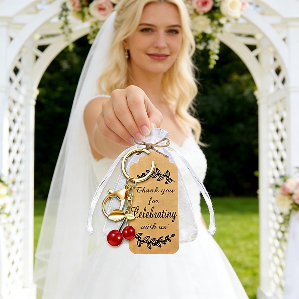 20pcs Red Rose Keychain Party Favors Set, Rose Keyring Gifts Flower Key Ring with Kraft Tags Organza Bag for Valentine's Day Wedding Bridal Guests Souvenir Birthday Baby Shower