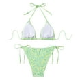 thumbnail image 6 of vigerkar Bikini Sets for Women Halter Floral Print Swimsuit Tie Side 2 Pieces Bathing Suit (Light Green, S), 6 of 9