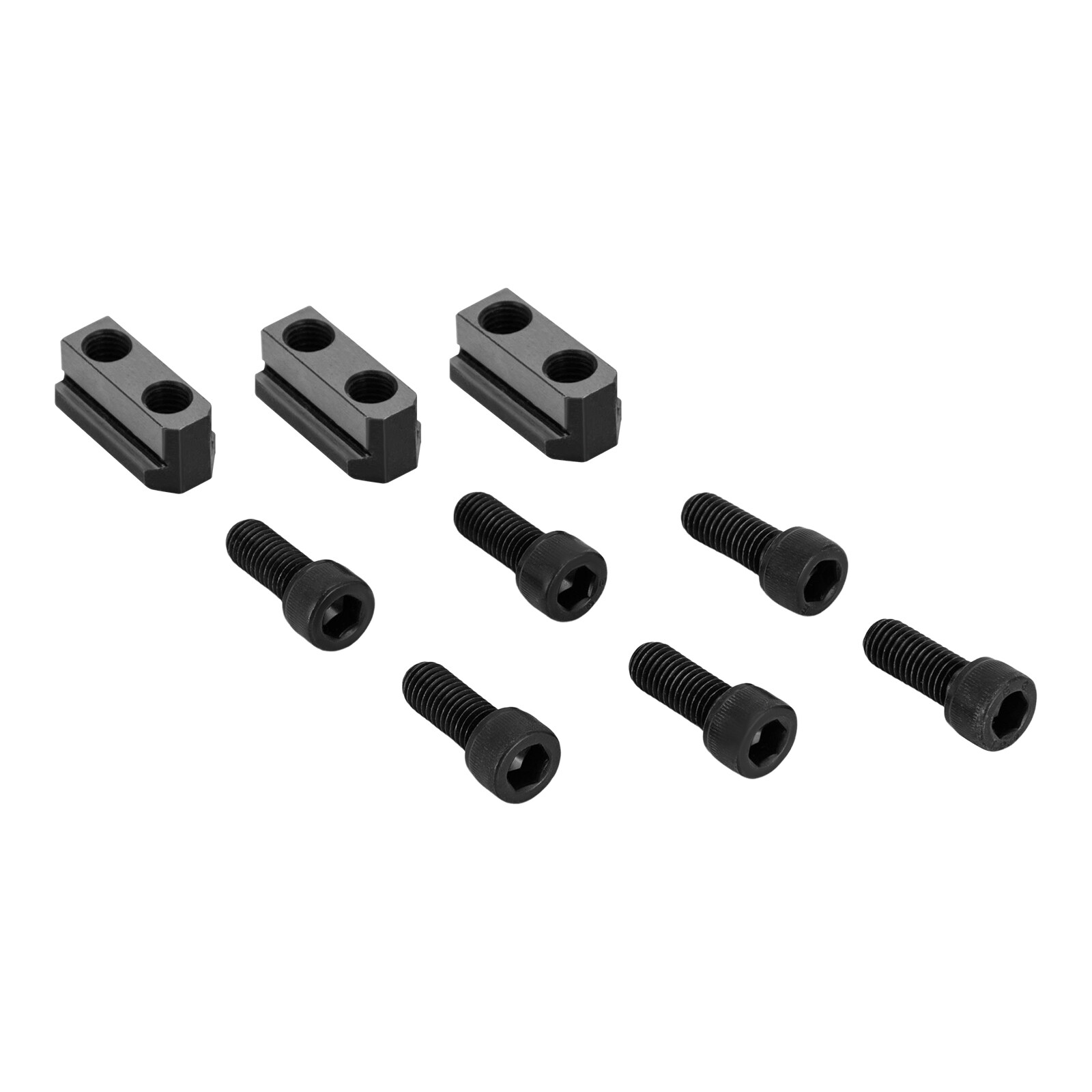 3PCS T Nuts Set Jaws T-nuts With 6 M10 Bolts For 6" Hydraulic 3-jaw Hollow Chuck