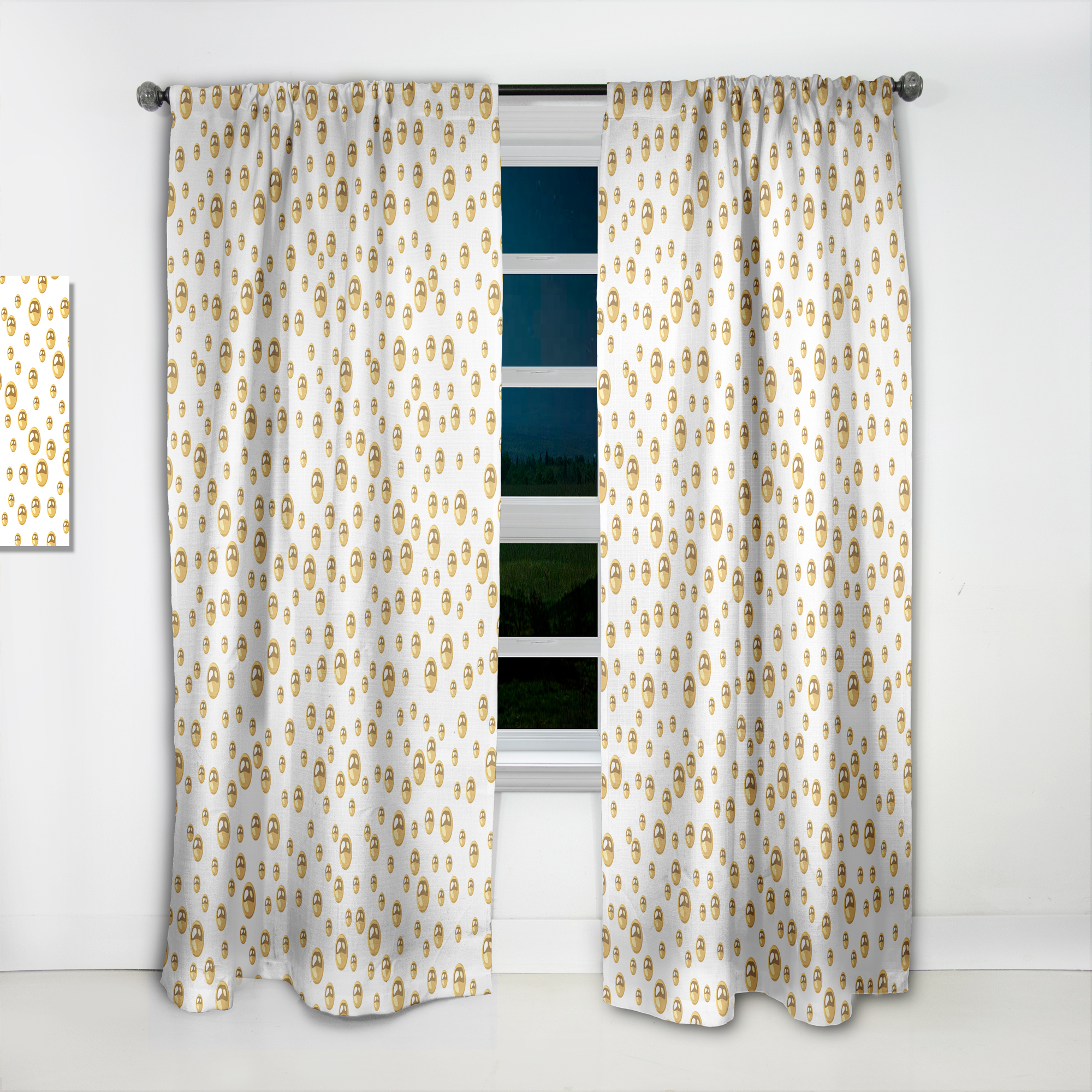 Designart 'Circular Golden Pattern II' Mid-Century Modern Curtain Panel
