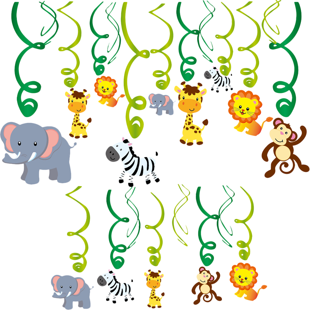 1 Set Animal Hanging Swirl Decoration Jungle Theme Birthday Baby Shower