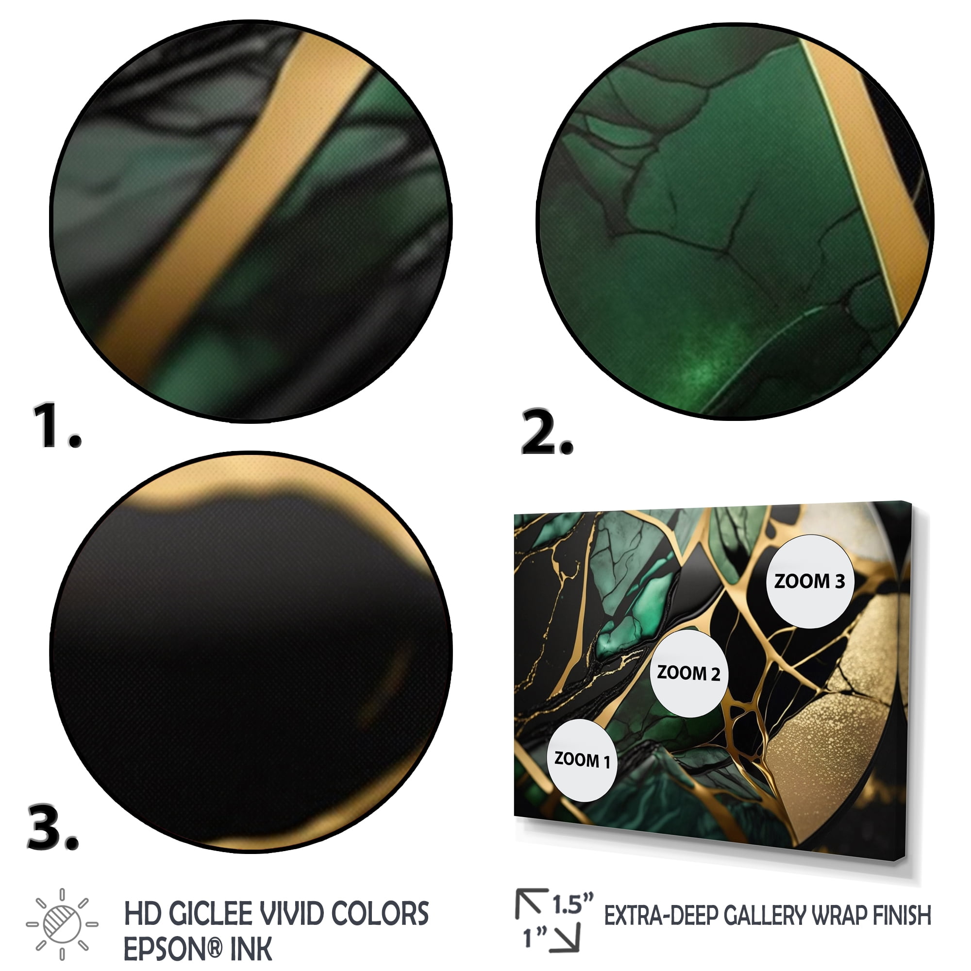 Designart Abstract Geode Green III Canvas Wall Art