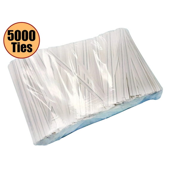 NiftyPlaza Twist Ties 4 inch, Plastic Coated, No Rip Paper Ties - Total 5000 Twist Ties