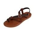 thumbnail image 2 of Barefoot Sandals Women, Strappy Sandals for Women, Leather Sandals for Women, Women's Thong Flat Sandals Adjustable Ankle Buckle Summer Sandal Casual Open Toe Fisherman Shoes, Light Brown 5.5, 2 of 9
