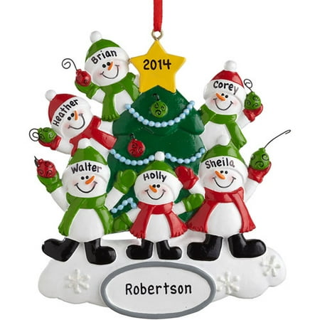 Personalized Snowman Family Ornament, 6