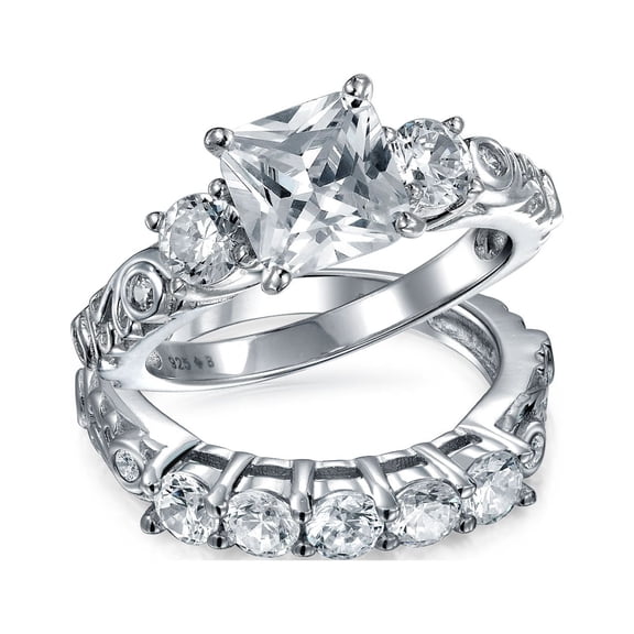 Bling Jewelry Womens Art Deco Cocktail Statement Ring 3CTW RoundSquare CZ 14K Gold Plated Silver