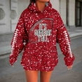 thumbnail image 2 of Womens Hoodies 2025 Game Day Sequin Football Graphic Long Sleeve Sweatshirts Fall Winter Casual Trendy Loose Fit Pullover Tops, 2 of 5