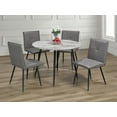 thumbnail image 2 of Round Faux Marble 5 Piece Dining Set With Tufted Grey Air Suede Chairs, 2 of 2