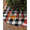thumbnail image 2 of Hello Fall Cat Christmas Tree Skirt 48 Inches Large Christmas Skirt Tree, Thanksgiving Maple Leaf Black Plaid Tree Skirt Christmas Decorations for Fireplace Party Holidays Indoor Outdoor, 2 of 7