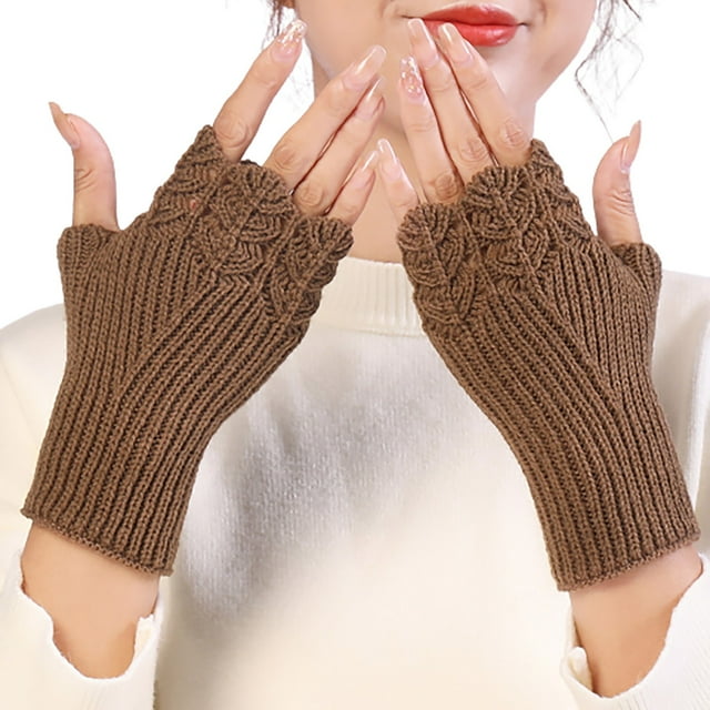 Gants Sans Doigts pour Femmes Gants Demi-Doigts Hiver Tricot Extensible Mitaines Sans Doigts Unisexes