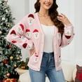 thumbnail image 2 of larppty Christmas Sweater Cardigan for Women Y2K Button Dwon Santa Graphic Cardigan Ugly Xmas Open Front Sweater (Pink, S), 2 of 8