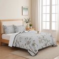 thumbnail image 5 of Twin XL Quilt Set 68''x98'', Vintage Botanical Lightweight Bedspread Coverlet Set with 2 Pillow Shams, Spring Floral Botterfly Summer Flower Breathable All Season Quilt Bedding for Dorm/Guest Room, 5 of 9