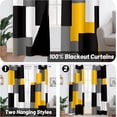 thumbnail image 3 of Yellow Blackout Curtains for Bedroom Set White Grey Modern Abstract Geometric Black Out Curtains Insulated Room Darkening Window Drapes for Living Room 26"W x 54"L (Pack of 2), 3 of 6