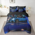 thumbnail image 2 of jejeloiu Blue Cool Car 7-Piece Bedding Comforter Set,Extreme Sport Lover King Bedding Sets For Racing Gamer Reversible, 2 of 8