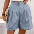 thumbnail image 3 of Shorts High Waisted Pleated Lightweight Casual Summer Trendy 2026 Work Trouser Shorts with Pockets Light Blue M, 3 of 6