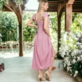 thumbnail image 6 of Women's Ruffled Cap Sleeve Maxi Slit Dress- Small,Pink, 6 of 7