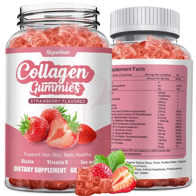 Complemente las gomitas de colágeno riyuetiano con vitamina C, zinc y biotina