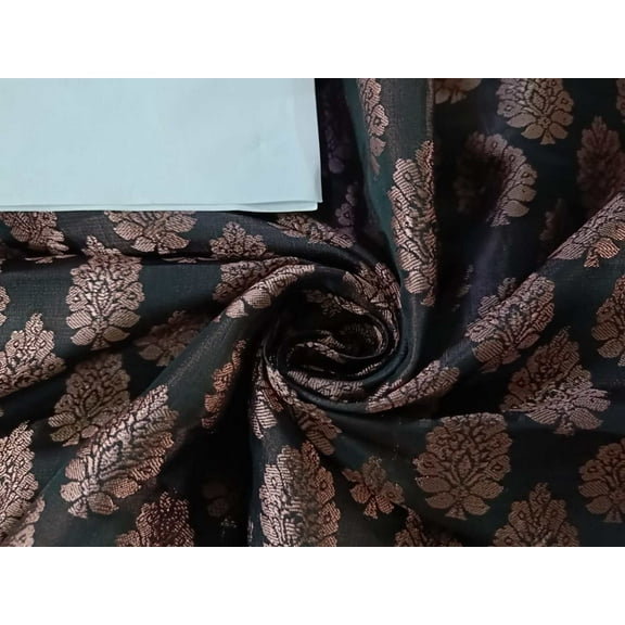 Spun Brocade Fabric Black  Antique Rose Gold color 44" wide BRO199[7]