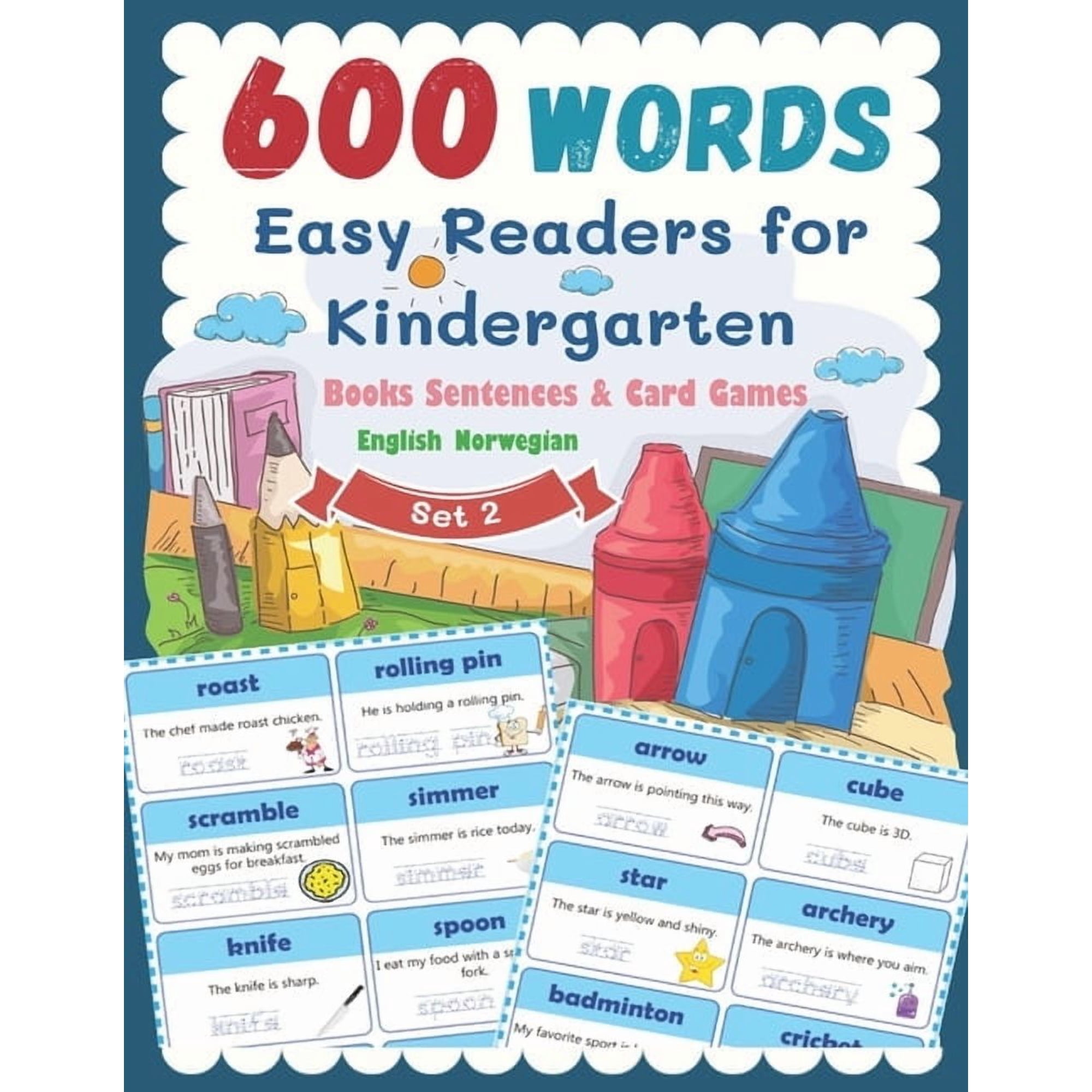 Complete Kindergarten Now! (English Norw 600 Words Easy Readers for Kindergarten Books Sentences & Card Games English Norwegian Set 2: Smart Guided Reading Level, Book 2, (Paperback)
