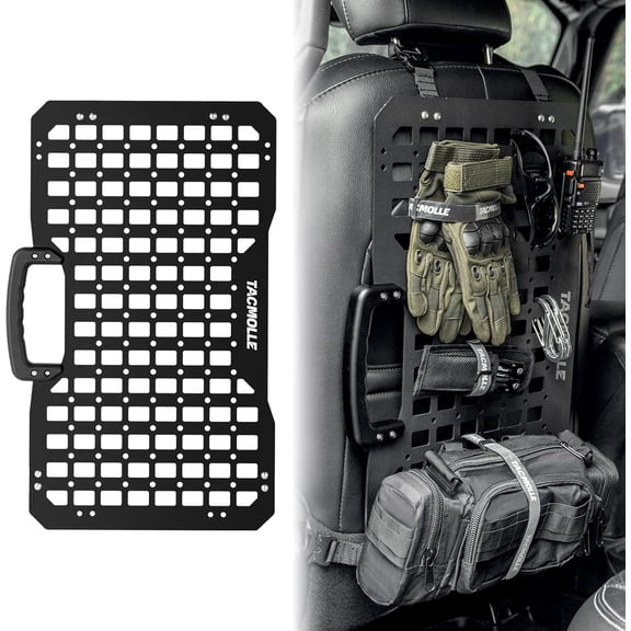 TACMOLLE Portable Rigid MOLLE Panel, Tactical Car Back Seat Organizer with Handle, Heavy Duty Car Storage Organizer for Modular Storage
