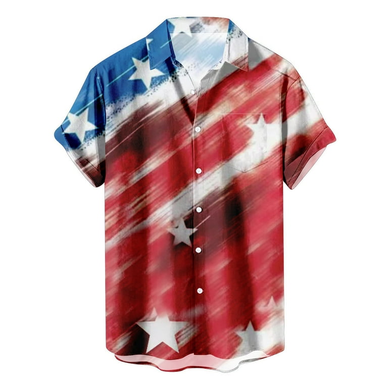 Cllios Men's American USA Flag T-Shirt Summer Casual Short Sleeve 3D Graphic Print Tops Muscle Workout Patriotic Blouse, Size: XL, Blue