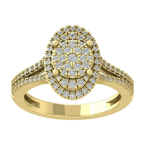 ARAIYA FINE JEWELRY 10K Yellow Gold Diamond Cluster Ring (5/8 cttw, I-J Color, I2-I3 Clarity) Size 6