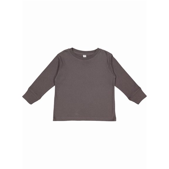 RABBIT SKINS Toddler 100% Cotton Fine Jersey Long Sleeve Tee, Charcoal, 4T