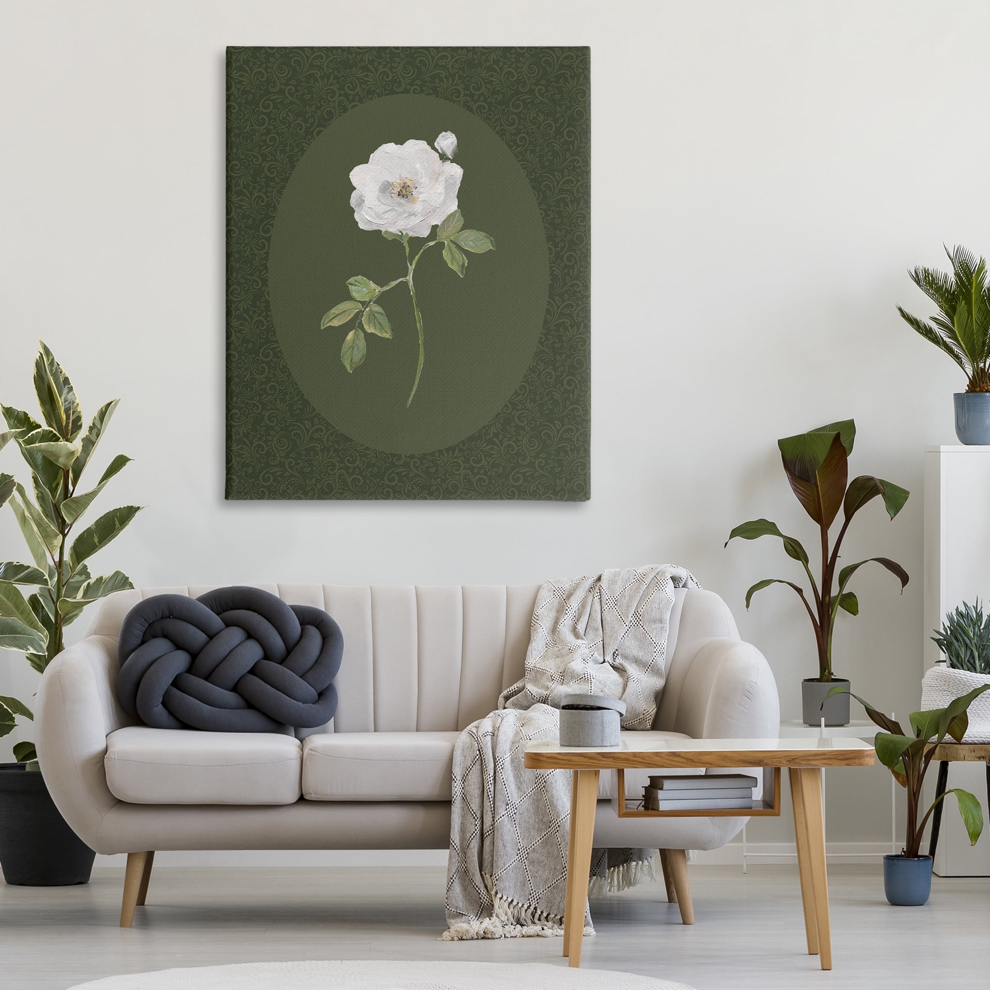 Stupell Industries Emerald & White Oval Rose Canvas Wall Art, design by Sally Swatland