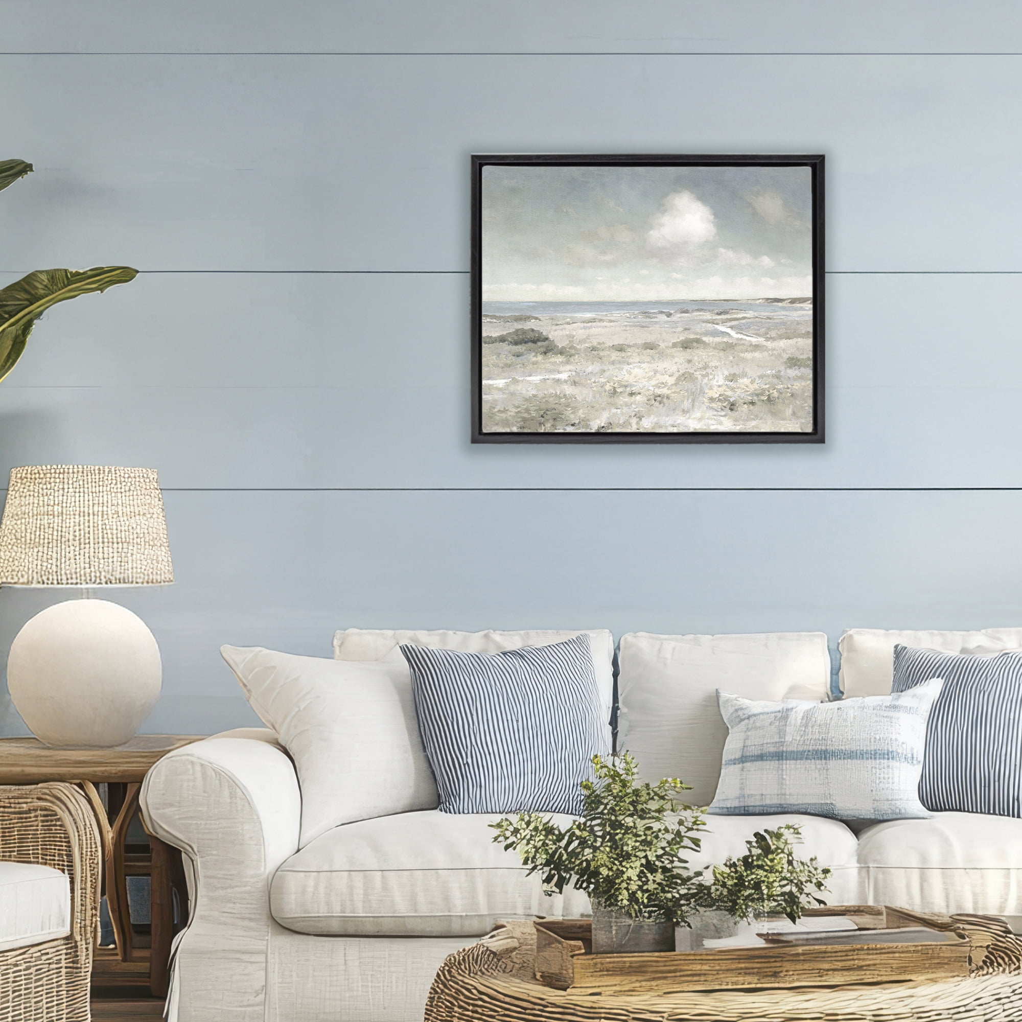 Stupell Industries By The Shore Neutrals Black Framed Floater Canvas Wall Art, design by Christy McKee