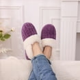 thumbnail image 3 of Litfun Women's Chenille Knit House Shoes Fleece Lined Memory Foam House Slippers, Purple, Size 7-8, 3 of 7