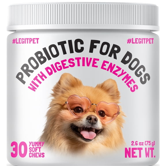 Probiotics for Dogs with Digestive Enzymes & Prebiotics – Daily Digestive Support & Gut Balance for Dogs – 30 Soft Chews