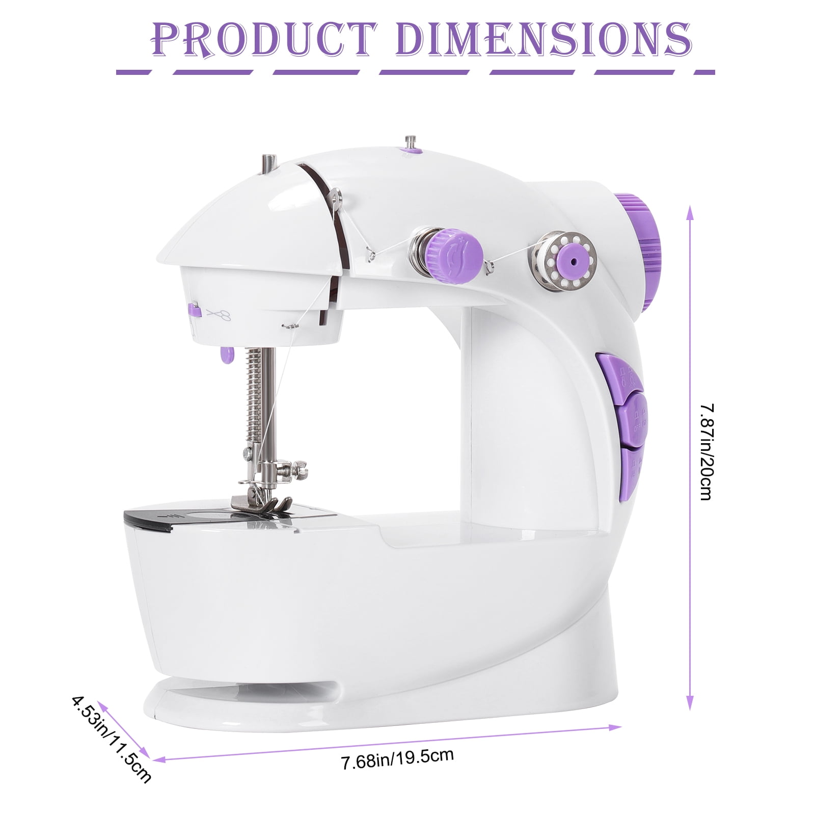 Mini Portable Sewing Machine with Foot Pedal, Adjustable Speed Beginner Sewing Machine for Mending & Crafts, Purple